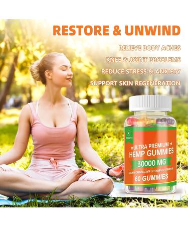 2 Pack Hemp Gummies for Relief: Calm & Rest - High Potency Natural Hemp Oil Infused Fruity Edibles - 120 Gummies, 60 Count Per Pack - Buy Online on GoSupps.com
