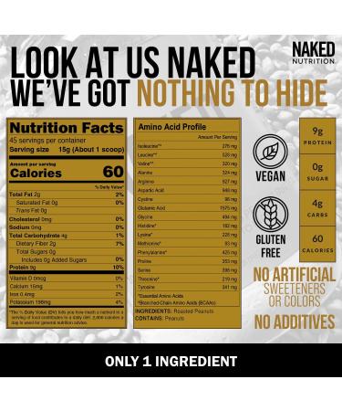 NAKED Pea Protein Powder 2LB (30 Servings) PB Powdered Peanut Butter 1.5LB (45 Servings) Vegan Bulk Non-GMO Gluten Free Soy Free - Buy Online on GoSupps.com