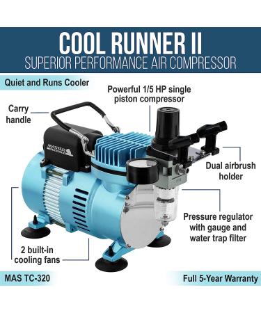 Master Airbrush Cool Runner II Compressor Kit with 3 Airbrushes & 6 Acrylic Paint Set - Buy Online on GoSupps.com