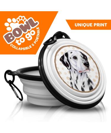 Dalmatian Portable Foldable Pet Bowl with Carabiner - Travel-Friendly Food & Water Bowl for Dogs - Buy Online on GoSupps.com