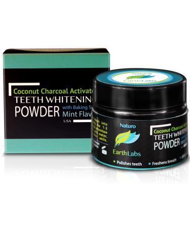 (Improved Formula 2019) Activated Charcoal with Baking Soda Teeth Whitening Powder - Made in USA - By Naturo Earthlabs - All Natural and Organic Ingredients to Whiten Teeth