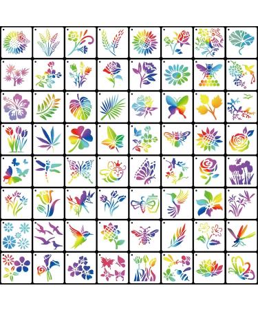 64 Piece Reusable Flower Plant Stencils for Painting on Various Surfaces - DIY Art and Craft Templates for Wood, Walls, Fabric, and More - Buy Online on GoSupps.com