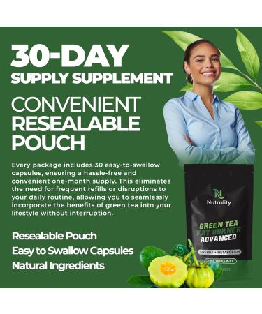 Nutrality Green Tea Fat Burner Advanced - Metabolism Boost & Appetite Suppressant for Weight Management - Vegan - 30 Capsules - Buy Online on GoSupps.com