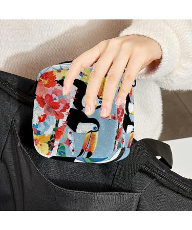 Shop Colorful Menstruation Pad Bags with Zipper - Funny Birds & Flower Patterns for Women & Girls - Buy Online on GoSupps.com