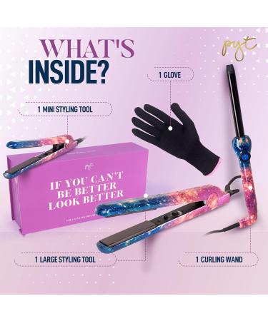 PYT Lola Tool Kit: 1.25'' Flat Iron 19mm Curling Wand & Mini Hair Straightener - GALAXY | International Shipping Available - Buy Online on GoSupps.com