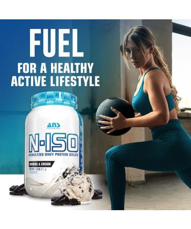 ANS N-ISO HYDRO WHEY Protein ISOLATE Performance 100% Pure + BCAAs - 25g of Protein - Cookies & Cream - 1.8 lb - Buy Online on GoSupps.com