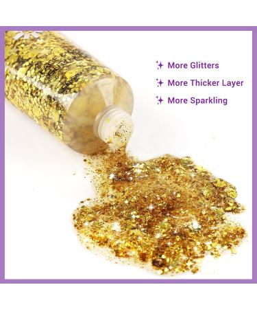 Gold Face & Body Glitter Gel - Holographic Shimmer Makeup for Hair Nails Eyes & Lips | Long Lasting Festival & Party Accessories - Buy Online on GoSupps.com