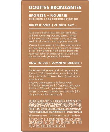 e.l.f. SKIN Bronzing Drops Liquid Bronzer For Face & Skin Creates A Sun-Kissed Glow Infused With Vitamin E Vegan & Cruelty-Free Rose Gold - Buy Online on GoSupps.com