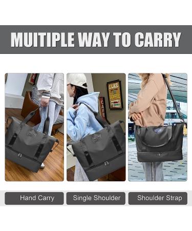 MOCARE Travel Duffel Bag for Women - Foldable Lightweight Gym Tote with Shoe Compartment (Black) - Buy Online on GoSupps.com