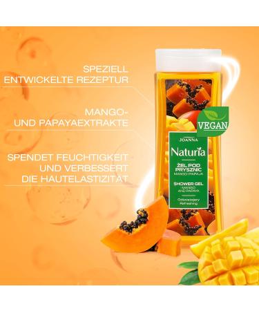 JOANNA Naturia Shower gel extract of mango and papaya thoroughly cleansed and refreshed skin caring shower gel for women shower gel for women pleasant scent 300 ml - Buy Online on GoSupps.com