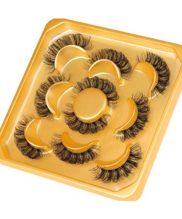 D Curl Fluffy Russian Mink Lashes - Natural Soft Handmade False Eyelashes with Clear Band - Reusable Pack of 5 - Buy Online on GoSupps.com