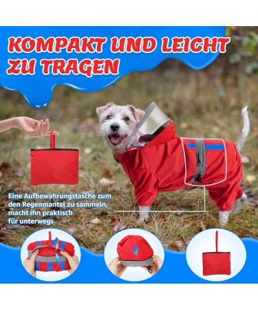 Slowton Waterproof Dog Raincoat - Reflective & Hooded Jacket for All Sizes | Windproof Storage Bag Included | Red - Perfect for Walks - Buy Online on GoSupps.com
