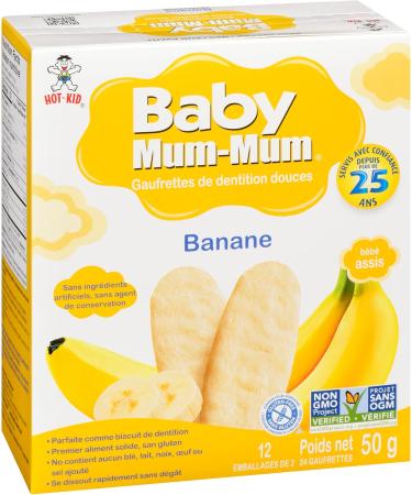 Hot-Kid Baby Mum-Mum Rice Rusks Banana Gluten Free Allergen Free Non-GMO Rice Teether Cookie for Teething Infants 50gms Pack of 24 - Buy Online on GoSupps.com