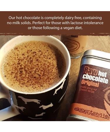 Premium Vegan Raw Hot Chocolate Cocoa Powder | Original Chocolate flavour | Criollo Raw Cacao & Coconut Blossom Sugar | Dairy Free Soya free and Gluten Free | 1 x 175g Tin Can - Buy Online on GoSupps.com