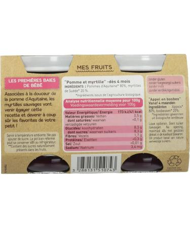 Babybio - Small Pots of Aquitaine/Blueberry 260 g - Pack of 6 - 4 Months - Organic - Buy Online on GoSupps.com