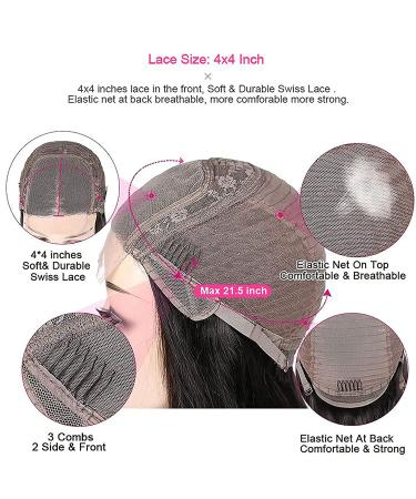 ZILING Brazilian Body Wave 4x4 Lace Closure Wig 16 Pre Plucked 150% Density - Natural Color Human Hair for Black Women - Buy Online on GoSupps.com