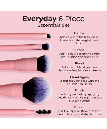 MCoBeauty Everyday Essentials Set for Women - 6-Piece Brush Set for Flawless Makeup Application - International Shipping Available - Buy Online on GoSupps.com