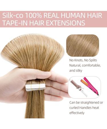 Silk-Co Tape In Extensions | Real Hair 50cm Dark Blonde | 10pcs Skin Weft Hair Extensions | 25g | Premium Quality Tape Glue - Buy Online on GoSupps.com