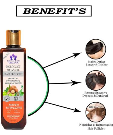Blessfull Healing Organic Moroccan Argan Oil Hair Cleanser | Shampoo 200 ML (Packing May Vary) - Buy Online on GoSupps.com