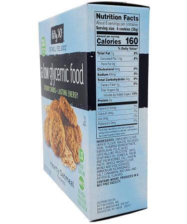 Fifty 50 Low Glycemic Hearty Oatmeal Cookies - 7 oz (198 g) | Healthy Snack - Buy Online on GoSupps.com