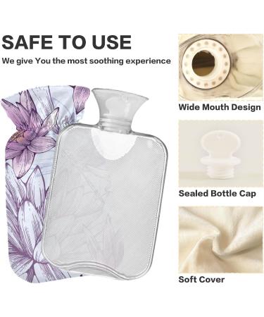 Lilies Dragonflies Hot Water Bottle with Cover - 1L BPA-Free Small Pain Relief Bag for Bed Hand & Feet - Buy Online on GoSupps.com