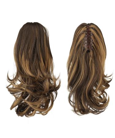 Sofeiyan 33cm Ponytail Extension - Natural Looking Long Curly Clip-In Claw Hair Extension for Women - Dark Brown/Golden Auburn - Buy Online on GoSupps.com