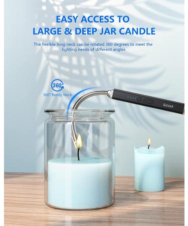 USB Rechargeable Candle Lighter with LED Display - 360 Flexible Neck Arc Lighter for Candle Aromatherapy BBQ Gas Stoves (Black) - Buy Online on GoSupps.com