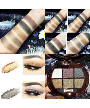 UIFCB Glitter Eyeshadow Palette - 6 Color Sparkle Shimmer Eye Shadow Makeup Set - Buy Online on GoSupps.com