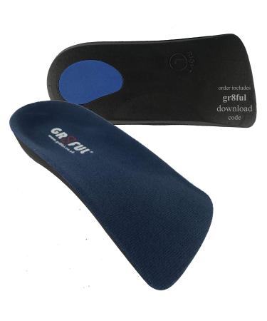 gr8ful Orthotic Insoles for Plantar Fasciitis/Achilles Tendonitis | 1 Pair | 3/4 Length | Arch Support for Over Pronation & Flat Feet - Reduce Heel Knee & Back Pain | Men Women Kids Running L L (1 Pair)