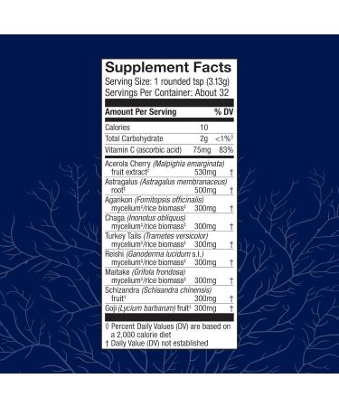 Host Defense MycoBotanicals Immune* Powder - Immune System Powder - Immune & Gut Health Support Supplement - Herbal Powder Supplement with Chaga Reishi & Turkey Tail - 3.5 oz (32 Servings)* - Buy Online on GoSupps.com