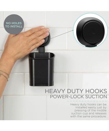 Bath Bliss Power Lock Gel-Suction Toothbrush Holder - Matte Black | Suction Mount for Bathroom Mirror or Wall | Easy Release | No Tools Required - Buy Online on GoSupps.com