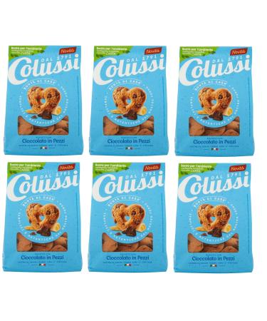 Set of 6 butter cookies Colussi Biscotti Frollino con Cioccolato with chocolate chips 300 g