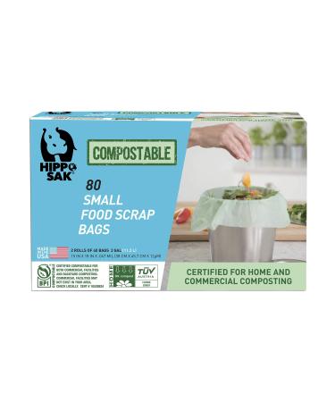 Hippo Sak Compostable Small Food Scrap Bags, 80 Count 80 Count (Pack of 1)