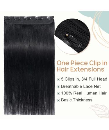 Clip-In Real Hair Extensions | Affordable #1 Black Remy Human Hair | 40cm - 45g | 5 Clips - Buy Online on GoSupps.com