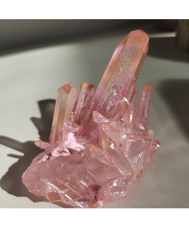 Home Decoration 1pcs100-150g Natural Crystal Cluster Specimen Aura Electroplating Pink Gem Titanium Quartz Cluster Specimen s Reiki Crystal Stone - Buy Online on GoSupps.com