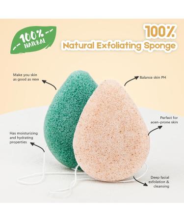 Konjac Exfoliating Organic Cleansing Facial Sponges Set | Natural Walnut Charcoal Scrubbers for All Skin Types | Ideal for Makeup Removal & Body Exfoliation - Buy Online on GoSupps.com