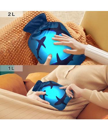 Ocean Shark Blue Hot Water Bottle with Cover - 2L for Pain Relief & Warmth | Ideal for Menstrual Cramps Hand & Feet Warmer | Durable & Safe - Buy Online on GoSupps.com