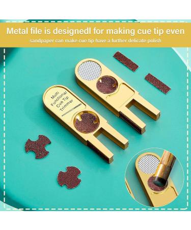Maitys 2 Pcs Billiards Pool Cue Tip Shaper & Scuffer Tool Set - U-Shaped Multi-functional Trimmers Tapper with Sandpaper | Metal Cue Stick Accessory in Gold - Buy Online on GoSupps.com