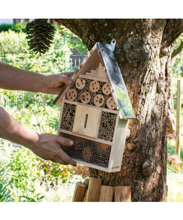 Navaris XL Wooden Insect Hotel - Natural Wood Garden Shelter for Bees, Butterflies, Ladybugs - 23 x 40 x 7 cm - Buy Online on GoSupps.com