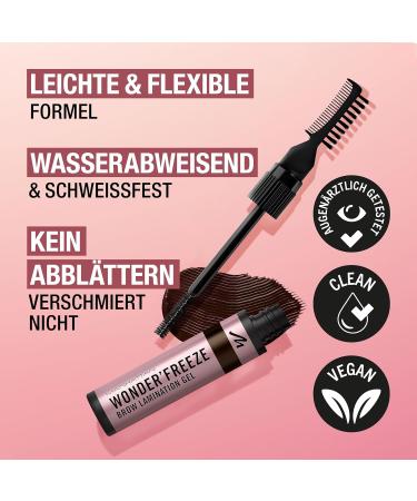 Manhattan Wonder'Freeze Brow Lamination Gel 004 Deep Brown waterproof and smudge-proof brow gel that shapes and sets - Buy Online on GoSupps.com