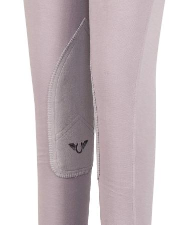 TuffRider Children's Starter Lowrise Pull-On Jods | UltraGripp Knee Patch Riding Pants - Lilac Grey (US 8 / UK 12) - Buy Online on GoSupps.com