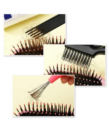 4-Piece Hair Brush Cleaning Tool Set for Home and Salon Use - Pink Plastic Handle - Buy Online on GoSupps.com