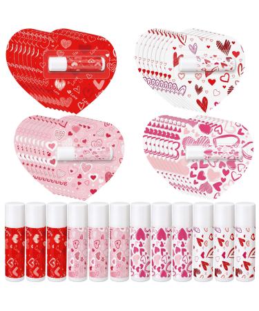 Qunclay 24 Pcs Valentine's Lip Balms Bulk Valentine's Day Party Favors Galentine's Day Gifts Heart Shaped Travel Size Lip Gloss for Women Her Teachers Staff Wedding Bridal Shower Adult Coworkers