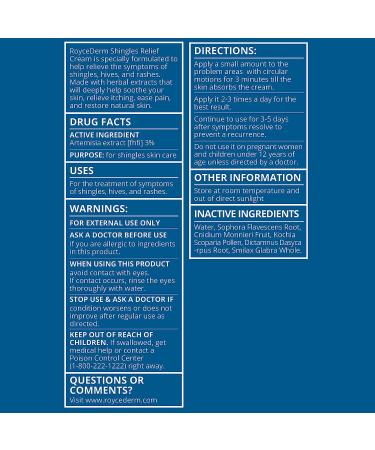 Roycederm Shingles Pain Relief Cream - Fast Acting Shingles Treatment, Anti-Itch Formula - Buy Online on GoSupps.com