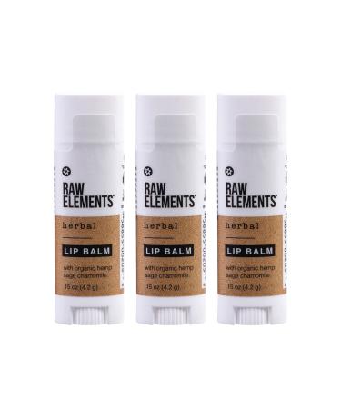 Raw Elements Organic Herbal Rescue Lip Balm 0.15oz (3-Pack) 0.15 Ounce (Pack of 3)
