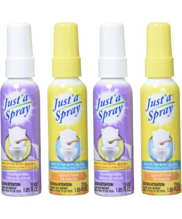 Just A Spray Just'a Spray Toilet Odor Eliminator: Island Fresh and Moonlight Bliss 4 Pack 220 Milliliter - Buy Online on GoSupps.com