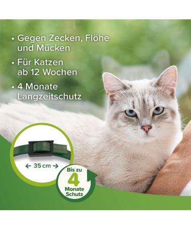 Beaphar Tick and Flea Protection Collar for Cats - 4 Months Defense Against Ticks Fleas & Mosquitoes - 35 cm Reflective Silver/Black - Safe for Cats 12 Weeks+ - Buy Online on GoSupps.com