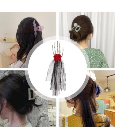 Gothic Flower Headpiece | Skeleton Hand Bone Claw Punk Headdress Skeleton Hand Hairpins Headband Women Masquerade Hairpin For Cosplay Issue Card - Buy Online on GoSupps.com
