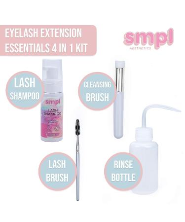 SMPL Aesthetics Eyelash Extension Cleanser Kit - Sulfate & Paraben Free Lash Shampoo, Brush & Rinse Bottle - Includes Free E-Book on Sensitive Makeup Removal & Primer (Fresh) - Buy Online on GoSupps.com