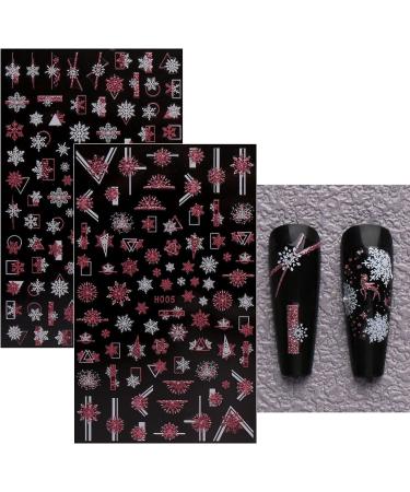 JMEOWIO Christmas Glitter Nail Art Stickers - Snowflake Xmas Winter Holiday Design - 8 Sheets Self-Adhesive Decals in Pink White & Glitter - Buy Online on GoSupps.com
